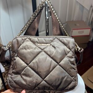 MZ Wallace Madison Brown Quilted Nylon Crossbody Bag